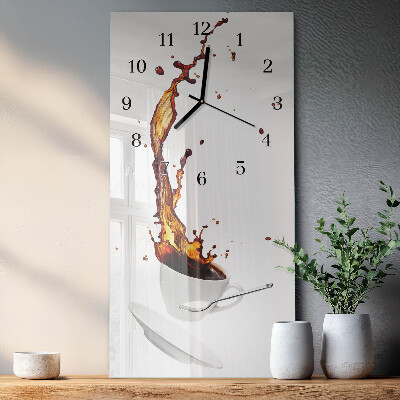 Glass wall clock vertical Coffee