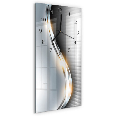 Glass wall clock vertical Metal abstraction
