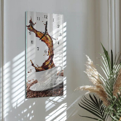 Modern vertical wall clock A cup of coffee