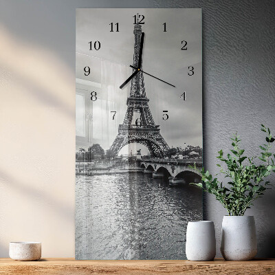 Modern vertical wall clock View of the Eiffel Tower