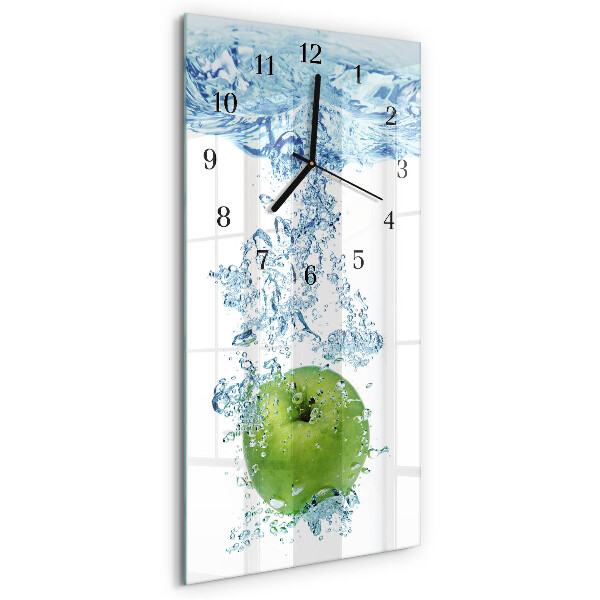Glass wall clock vertical Apple water