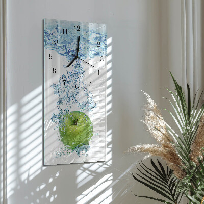 Glass wall clock vertical Apple water