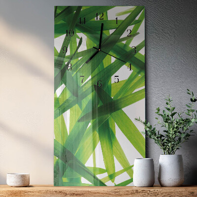 Vertical wall clock Plant leaves