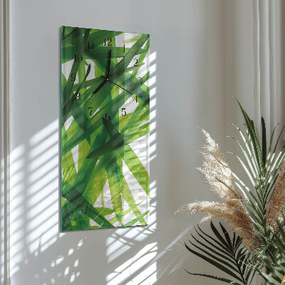 Vertical wall clock Plant leaves