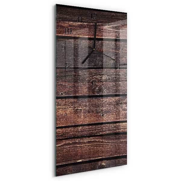 Glass wall clock vertical Wood