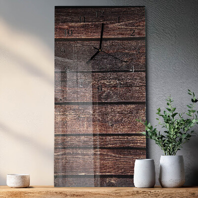 Glass wall clock vertical Wood