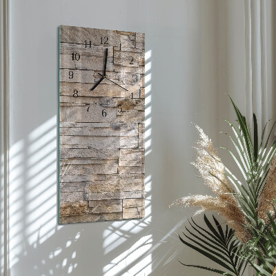 Vertical rectangular wall clock Stone wall