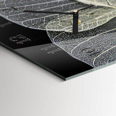 Glass wall clock vertical Plant leaves