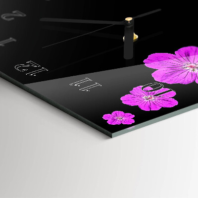 Glass wall clock vertical Flowers
