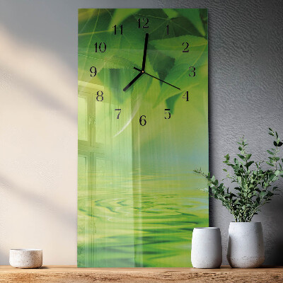 Vertical rectangular wall clock Leaves