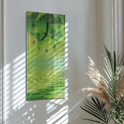 Vertical rectangular wall clock Leaves