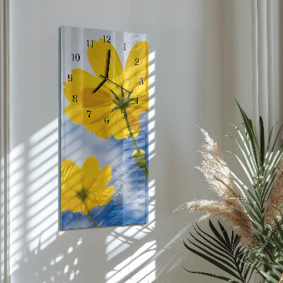 Glass clock vertical Flower