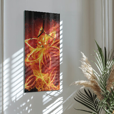 Vertical wall clock Fire flower