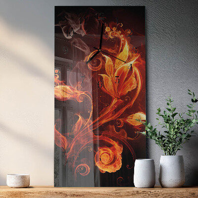 Modern vertical wall clock Fire flower