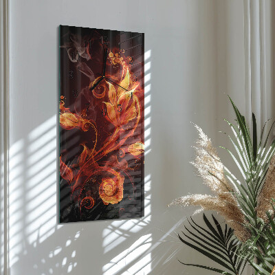 Modern vertical wall clock Fire flower