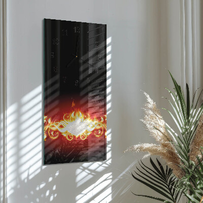 Glass clock vertical Fire flower