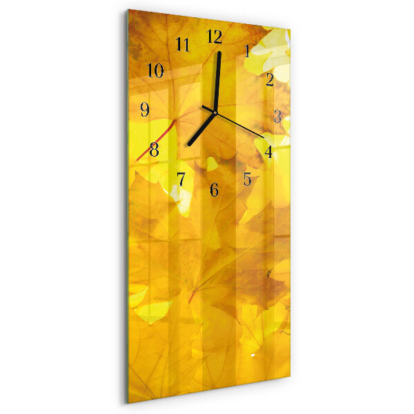 Glass clock vertical Leaves