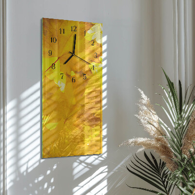 Glass clock vertical Leaves