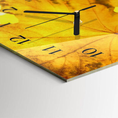Glass clock vertical Leaves