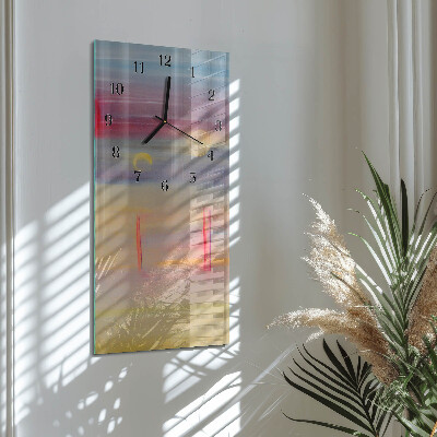 Glass wall clock vertical Pattern