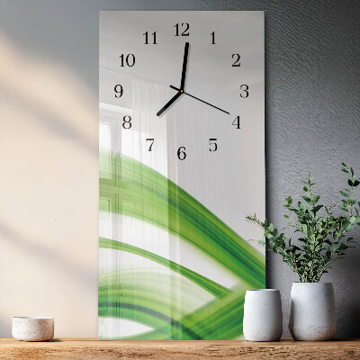 Glass wall clock vertical Abstract wave