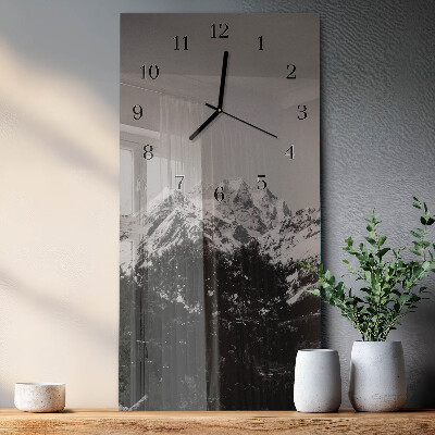 Glass clock vertical Mountains