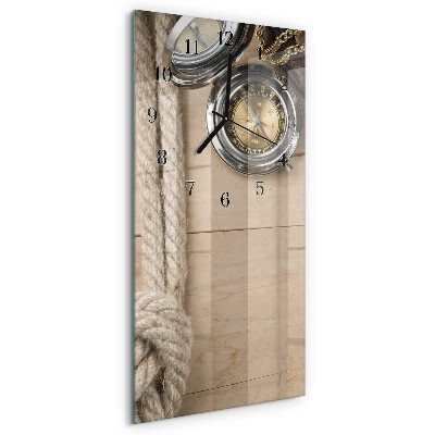 Glass clock vertical Compass