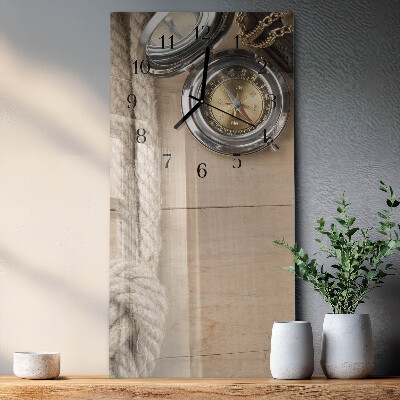 Glass clock vertical Compass