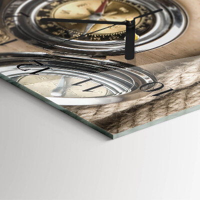 Glass clock vertical Compass