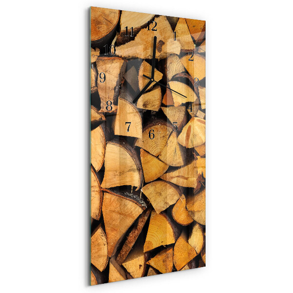 Glass wall clock vertical Wood