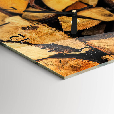 Glass wall clock vertical Wood