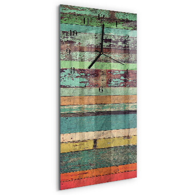Glass wall clock vertical Wood
