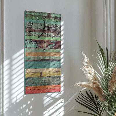 Glass wall clock vertical Wood