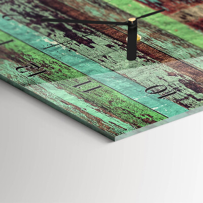 Glass wall clock vertical Wood