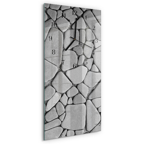 Glass wall clock vertical Stones