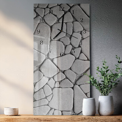Glass wall clock vertical Stones