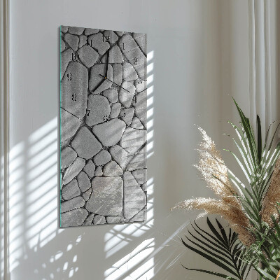 Glass wall clock vertical Stones