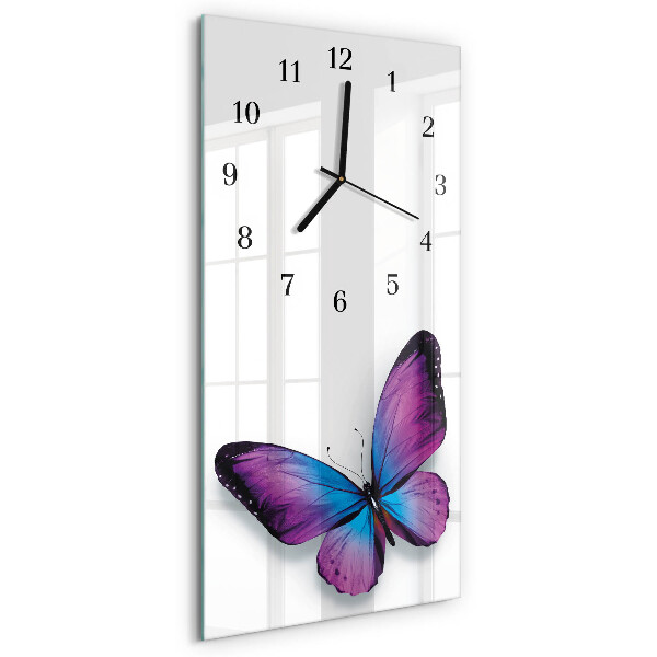Glass clock vertical Butterflies