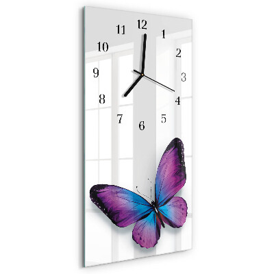 Glass clock vertical Butterflies