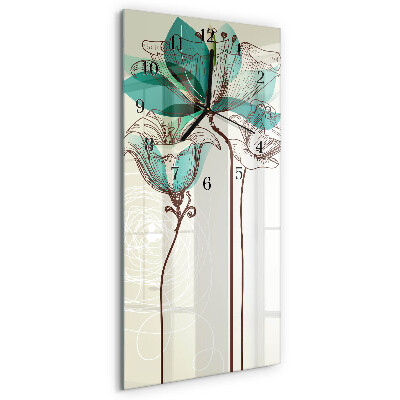 Vertical rectangular wall clock Flower