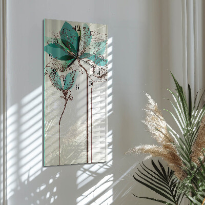 Vertical rectangular wall clock Flower