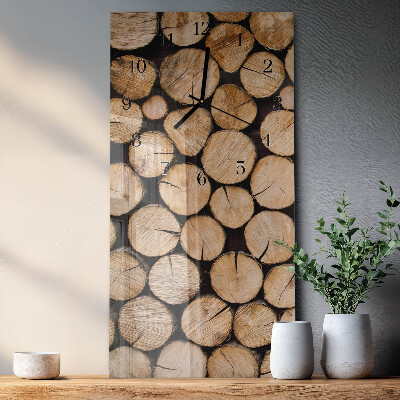 Glass clock vertical Wooden beams