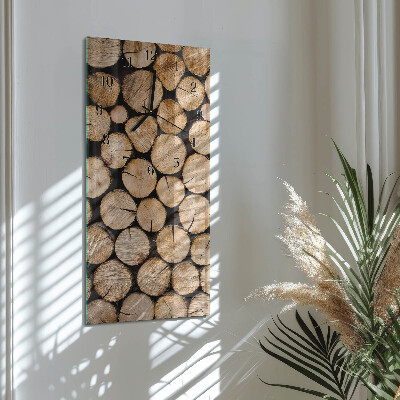 Glass clock vertical Wooden beams