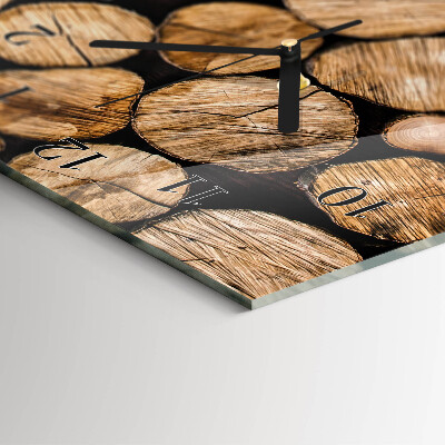 Glass clock vertical Wooden beams