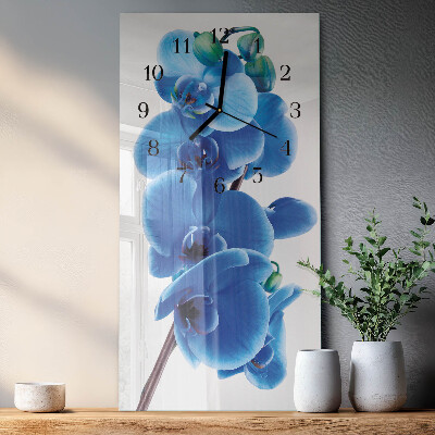 Glass clock vertical Orchid