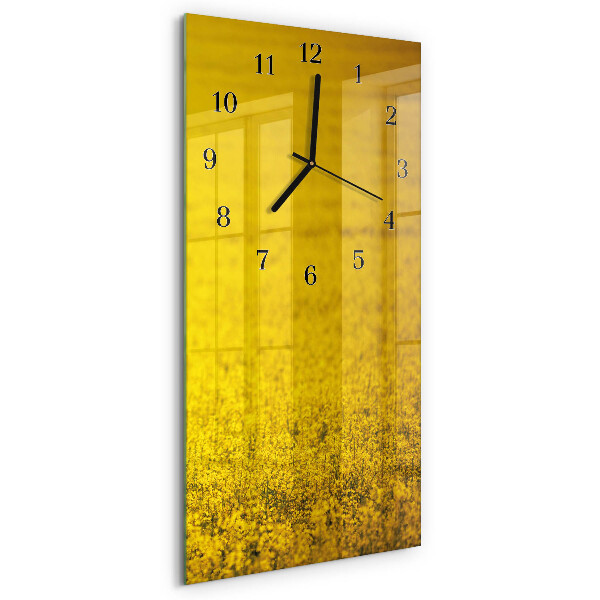 Glass clock vertical Field of flowers