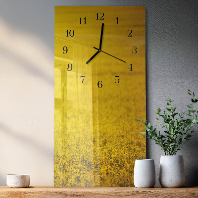 Glass clock vertical Field of flowers