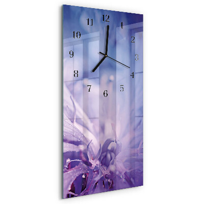 Glass wall clock vertical Flower