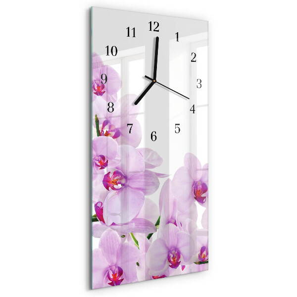 Vertical rectangular wall clock Orchids