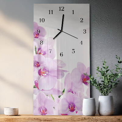 Vertical rectangular wall clock Orchids